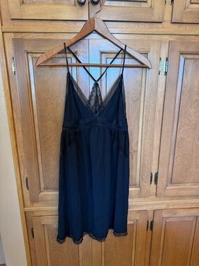 Victoria's Secret Black Lace-Trim Chemise Slip